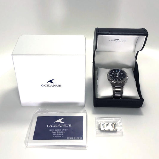 【美品・箱・取説・コマ付】CASIO カシオ/オシアナス OCW-T6000-1AFJ/ソーラークォーツ/チタン/シルバー・ブラック・ブルー