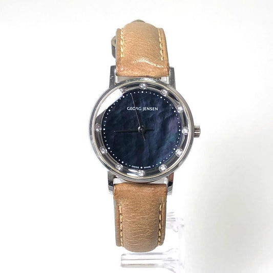 Georg Jensen ジョージジェンセン/コッペルウォッチ 424/クォーツ/12ポイントダイヤ シェル文字盤/ステンレス