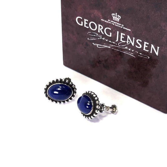 【美品・箱付き】Georg jensen ジョージジェンセン/ラピスラズリ イヤリング/59/SV925/シルバー・ブルー