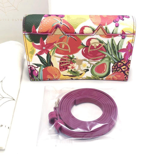 【美品・箱・保管袋付】Charlotte Olympia シャルロットオリンピア/ショルダーバッグ/猫/レザー/トロピカル 総柄