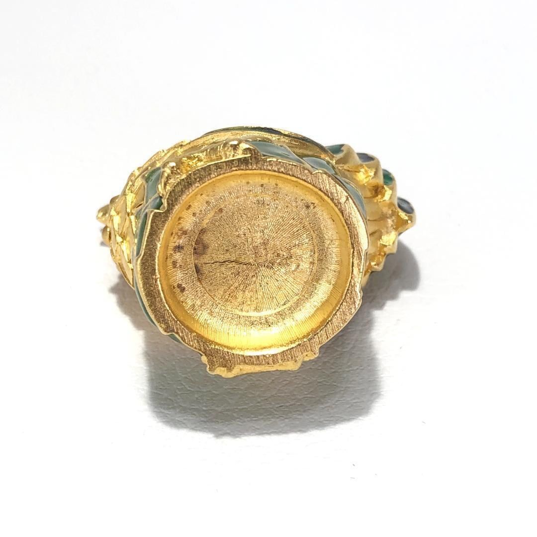 【希少・美品】Estee Lauder エスティ ローダー/練り香水入れ(ケースのみ) 2002年 ニワトリ/メタル ラインストーン/ゴールド・グリーン