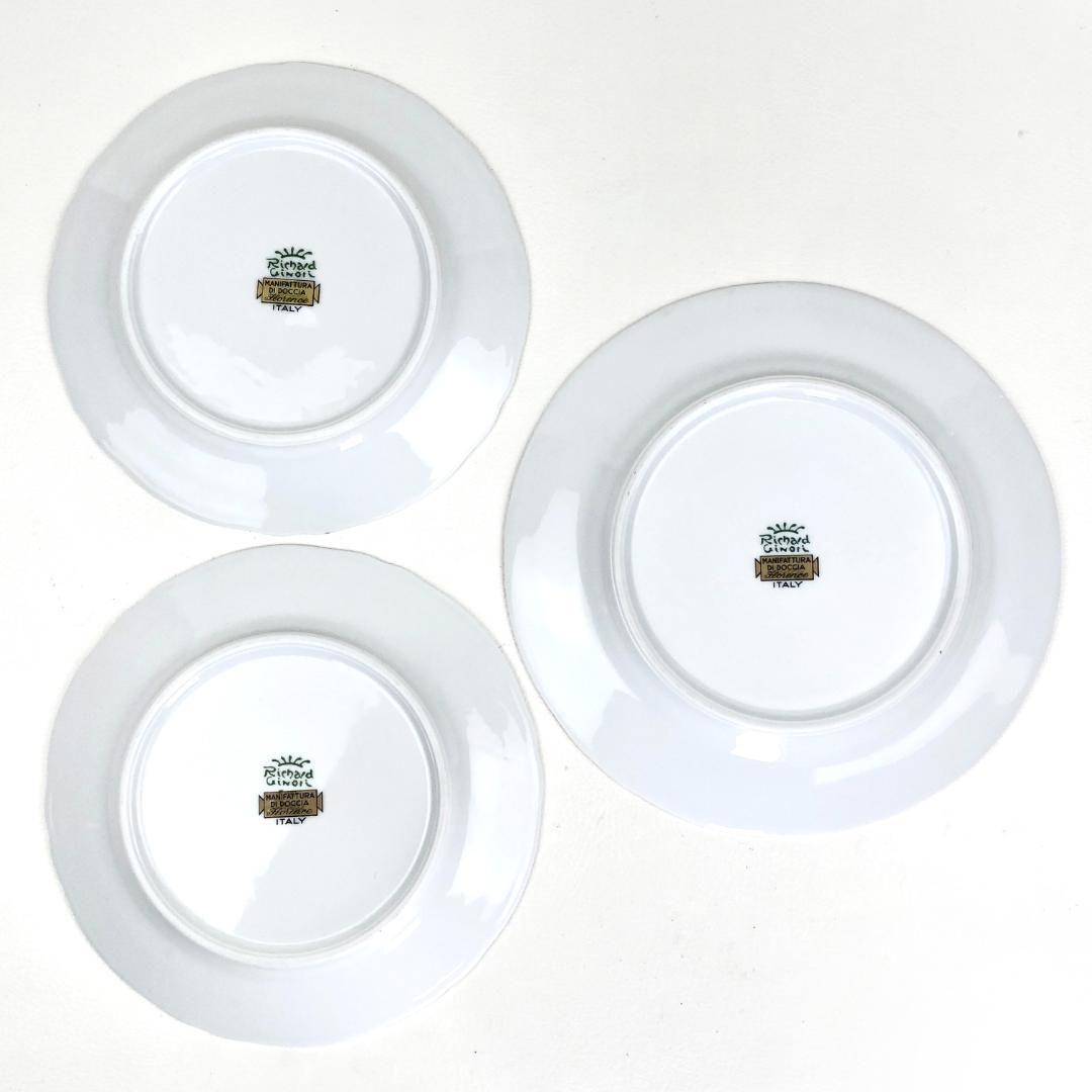 【美品】Richard Ginor リチャードジノリ/アンティークローズ&イタリアンフルーツ カップ&ソーサー プレート 皿 セット/バラ 薔薇/陶器/ホワイト・ブルー・ピンク