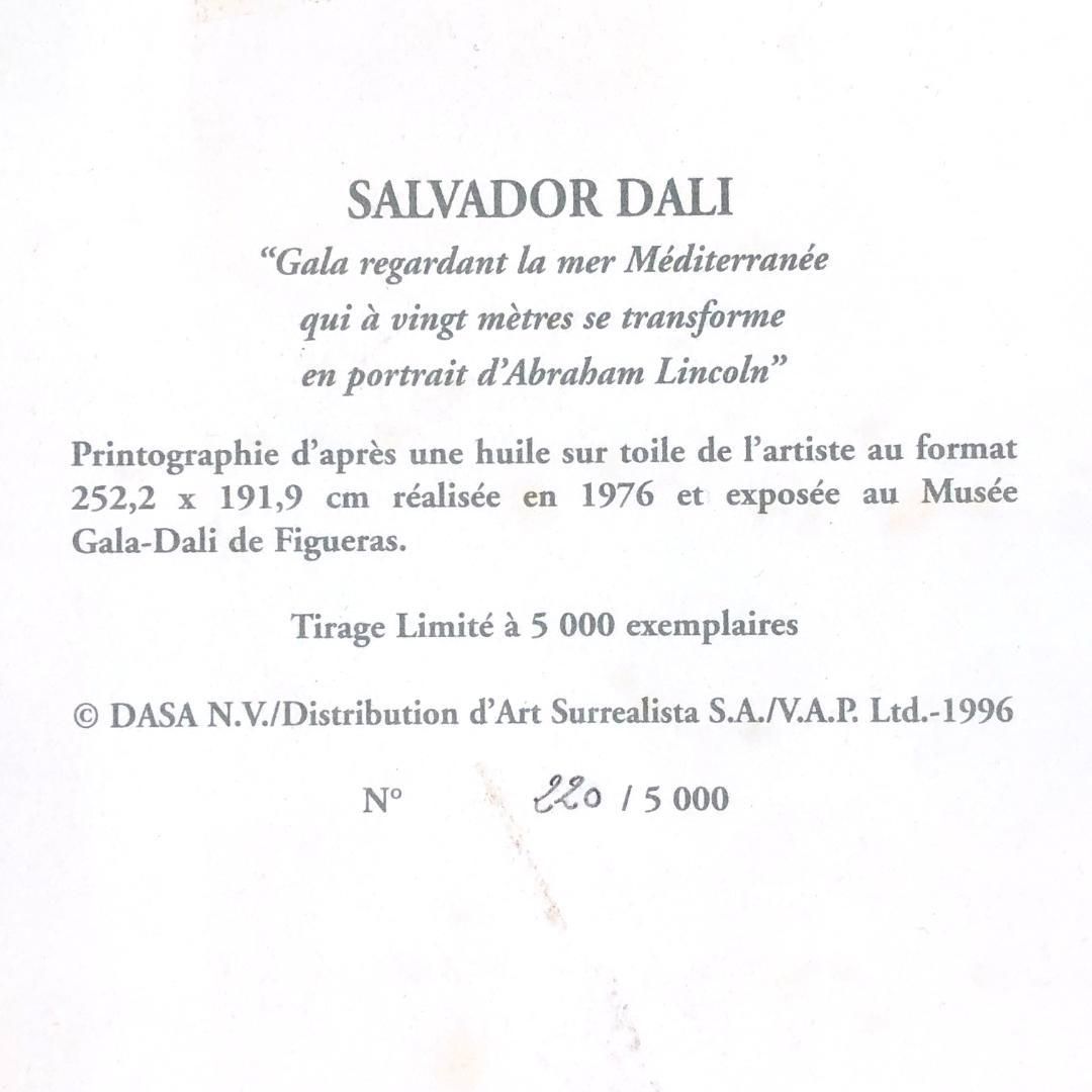 【真作】サルバドール・ダリ/大型 リトグラフ/「地中海をみつめるガラの肖像」/エディション有り/額無し