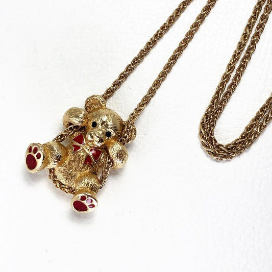 【美品】BURBERRYS バーバリーズ/レディース ベア ネックレス/リボン ブランコ/GP/ゴールド