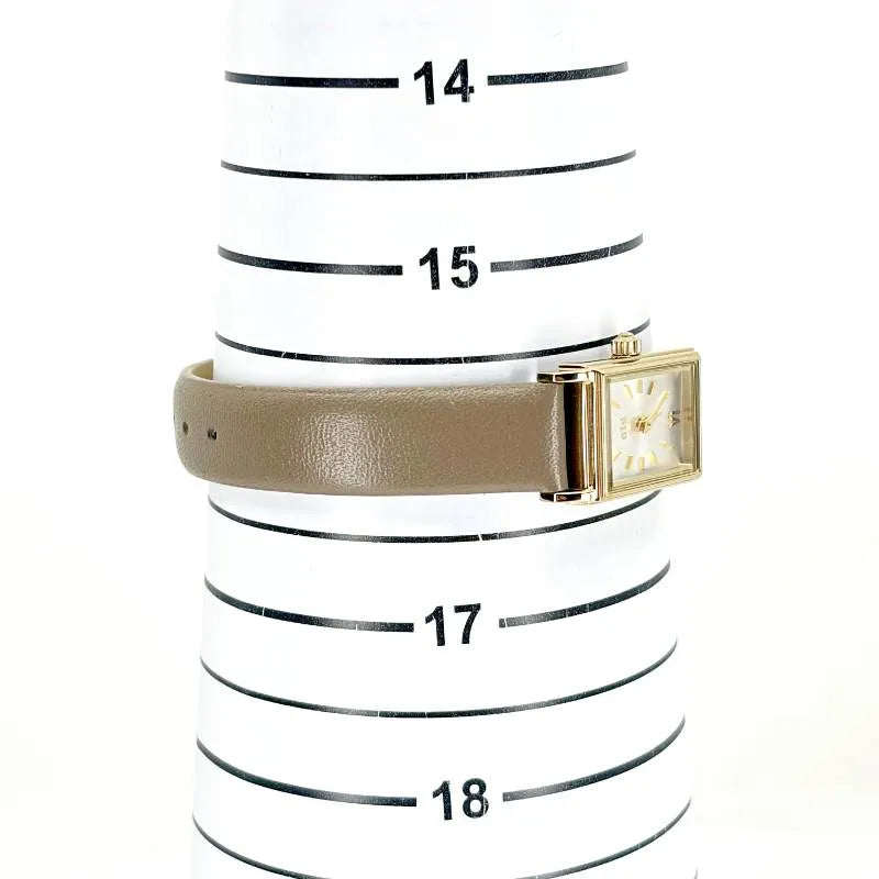 【美品・箱付き】ete エテ／レディース 腕時計 89041／クォーツ／GP・レザー／ゴールド・ベージュブラウン