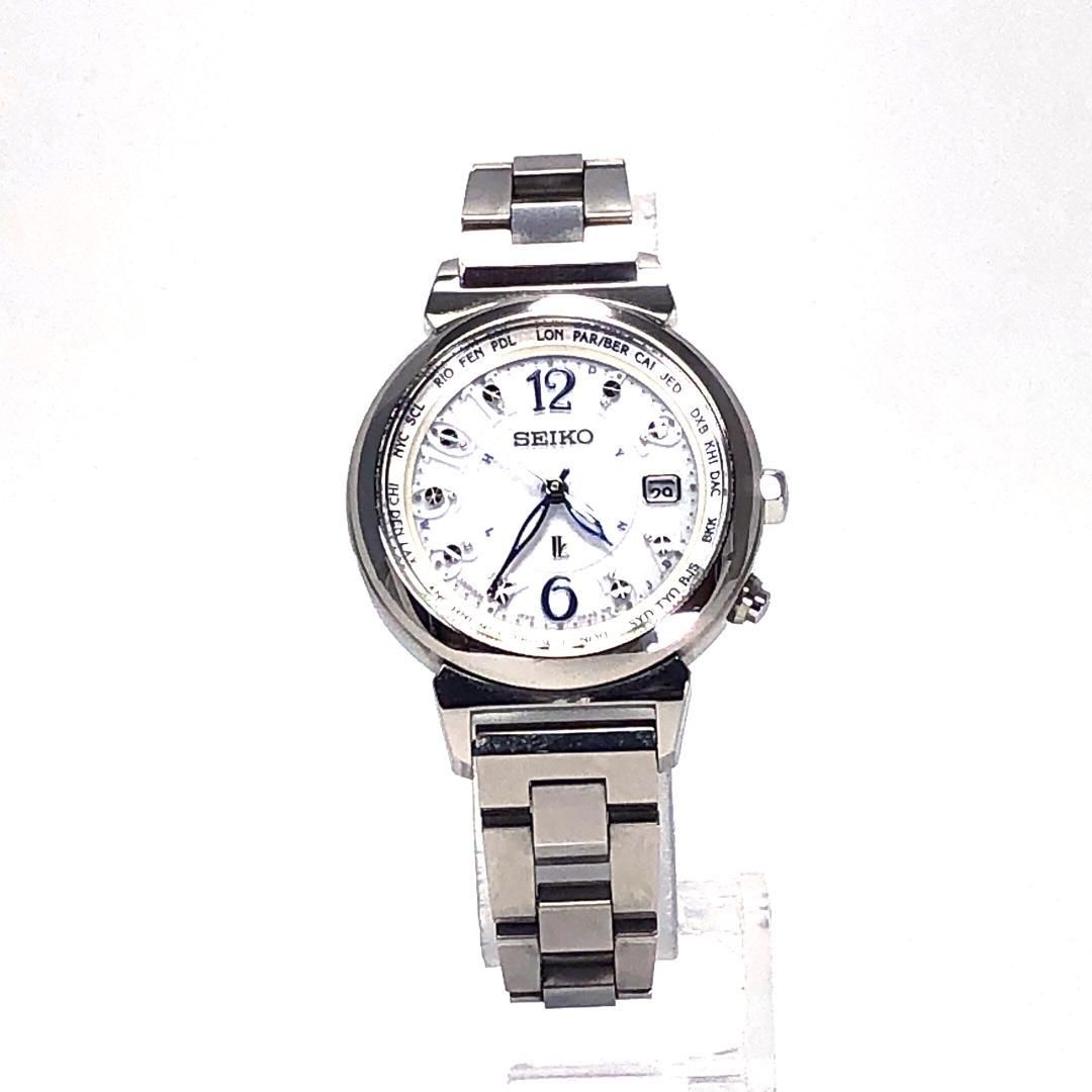 【美品】SEIKO セイコー／ルキア ラッキーパスポート 1B25-0AA0／ソーラークォーツ／ステンレス／シルバー