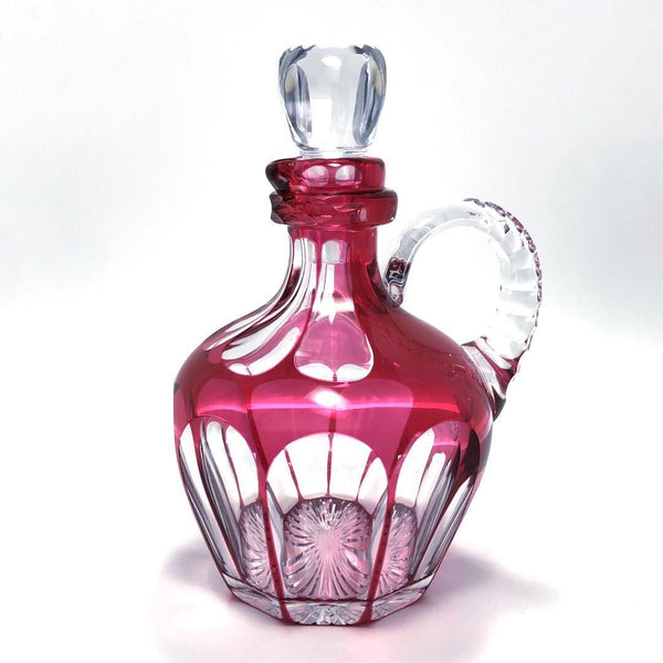 【アンティーク・美品】Old Saint Louis オールド サンルイ／色被せ デキャンタ 水差し／クリスタルグラス／クリア・レッド