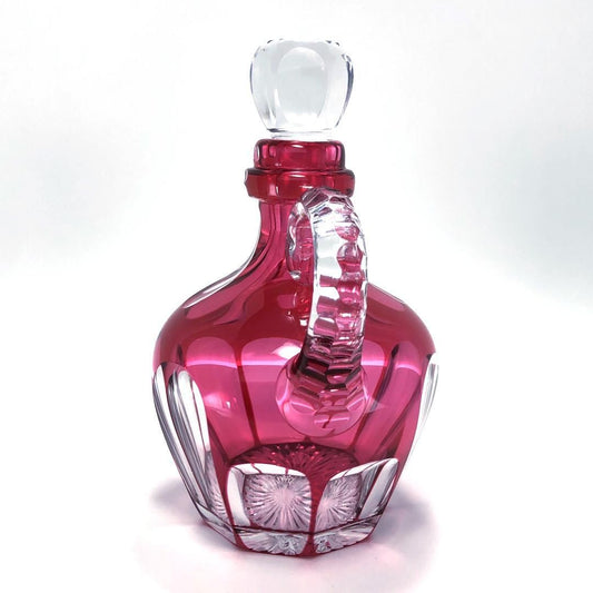 【アンティーク・美品】Old Saint Louis オールド サンルイ／色被せ デキャンタ 水差し／クリスタルグラス／クリア・レッド