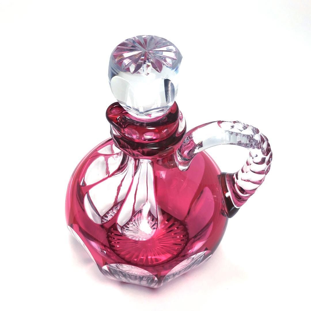 【アンティーク・美品】Old Saint Louis オールド サンルイ／色被せ デキャンタ 水差し／クリスタルグラス／クリア・レッド