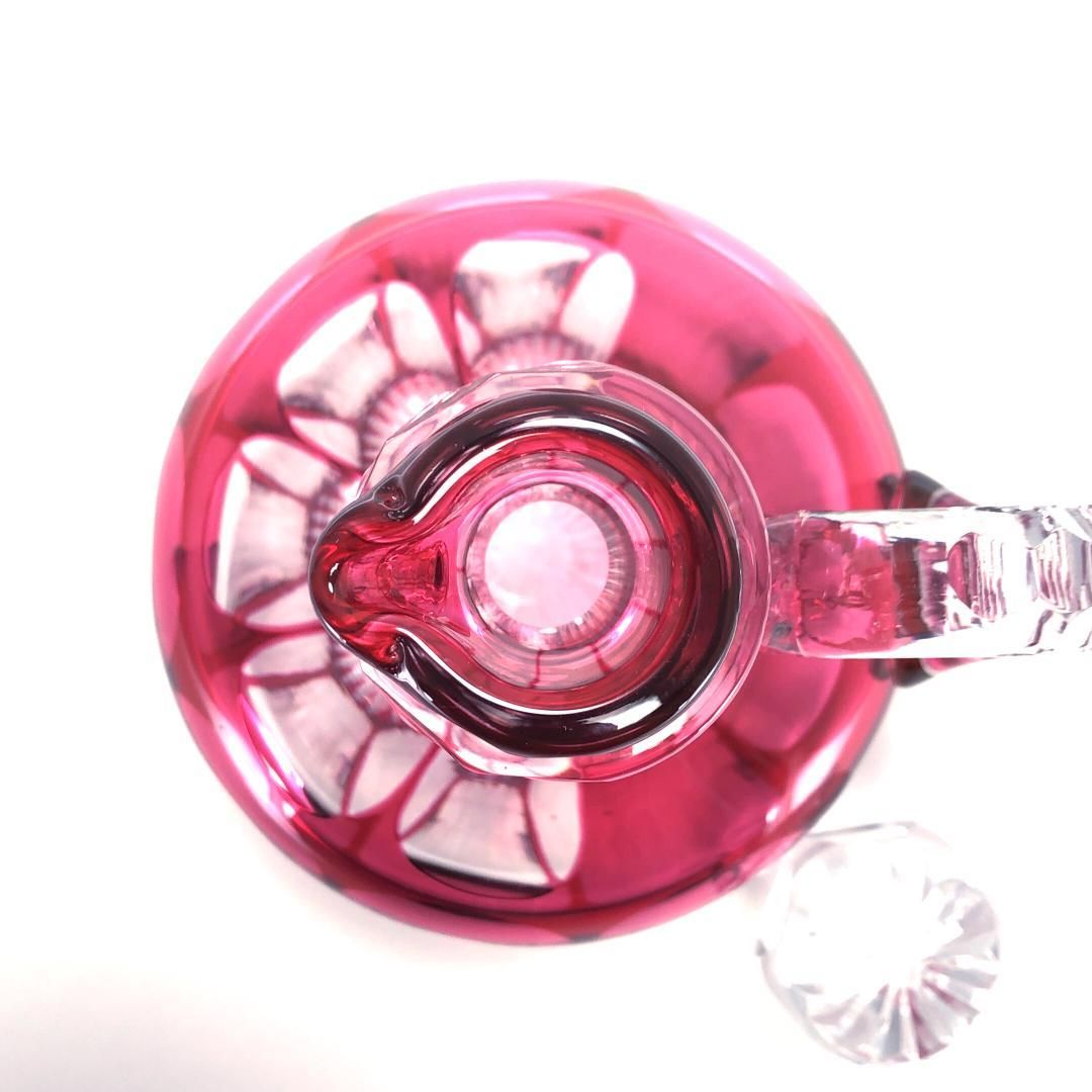 【アンティーク・美品】Old Saint Louis オールド サンルイ／色被せ デキャンタ 水差し／クリスタルグラス／クリア・レッド