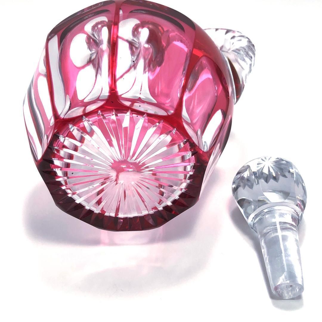 【アンティーク・美品】Old Saint Louis オールド サンルイ／色被せ デキャンタ 水差し／クリスタルグラス／クリア・レッド