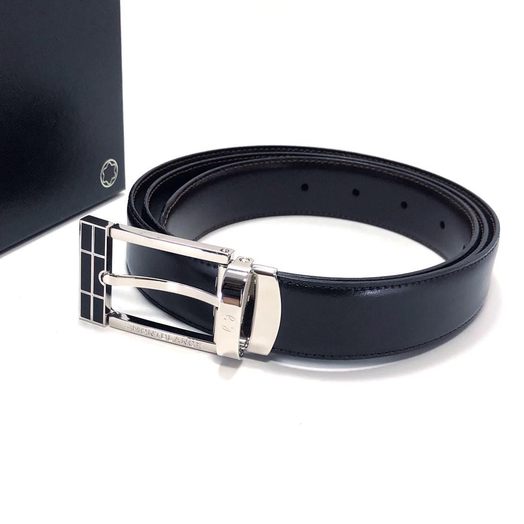 【美品・ケース付き】Montblanc モンブラン／コンテンポラリーライン スターウォーカー ベルト／レザー・メタル／ブラック・シルバー