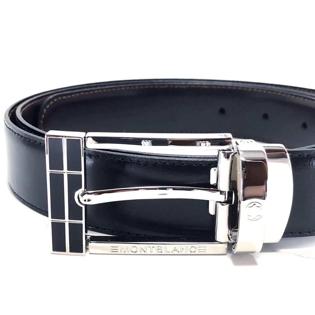 【美品・ケース付き】Montblanc モンブラン／コンテンポラリーライン スターウォーカー ベルト／レザー・メタル／ブラック・シルバー