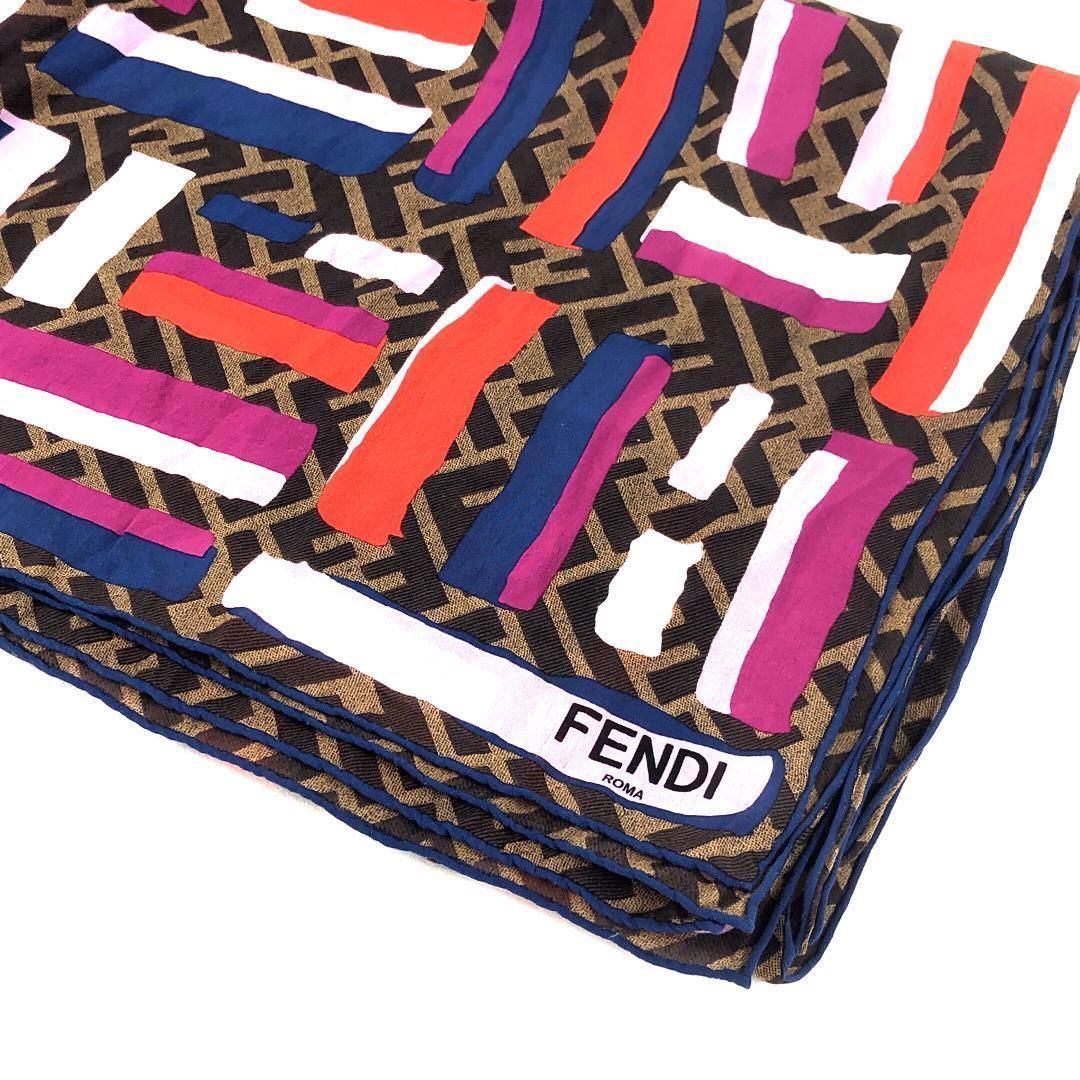 FENDI フェンディ／FF ズッカ柄 ストール／シルク／マルチカラー