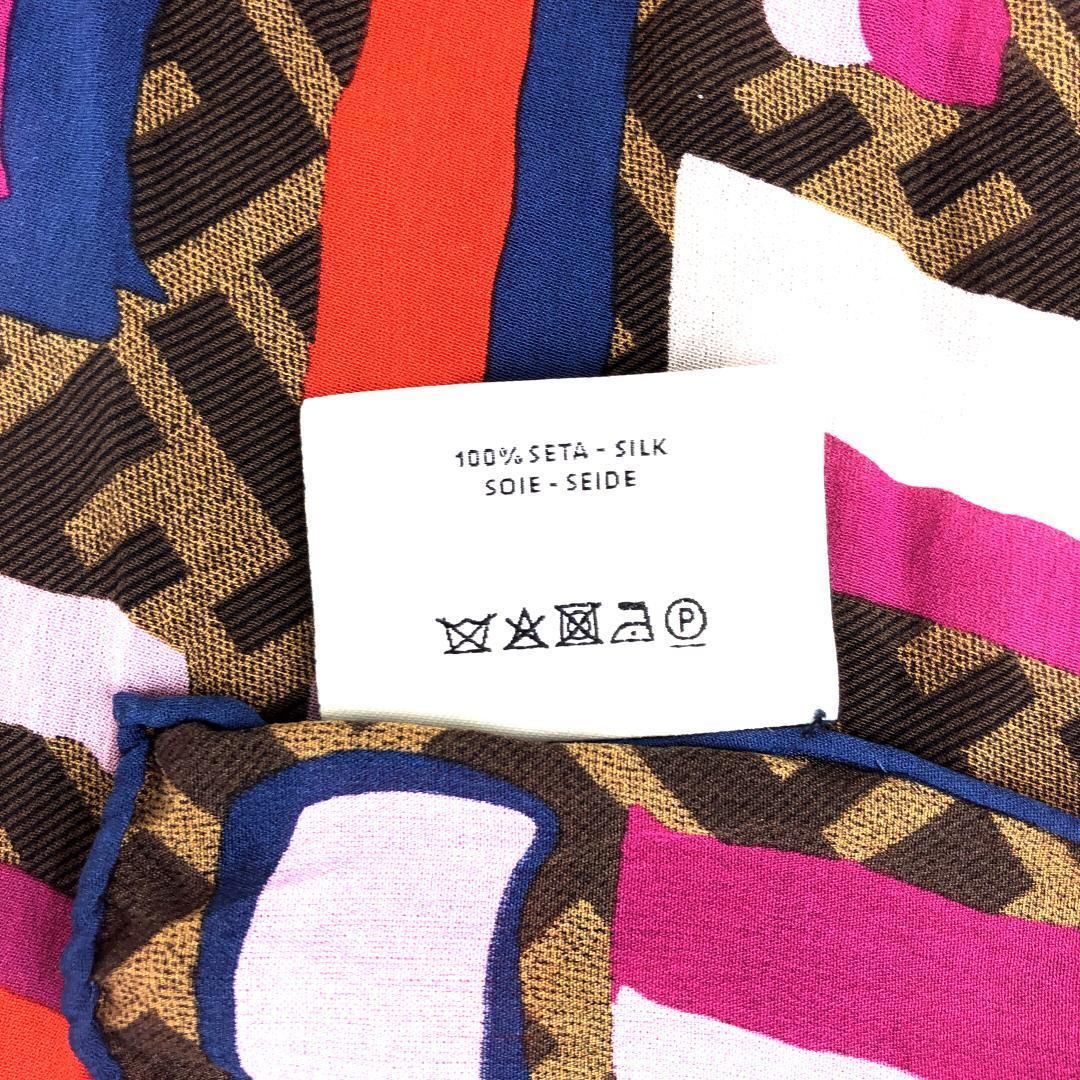 FENDI フェンディ／FF ズッカ柄 ストール／シルク／マルチカラー