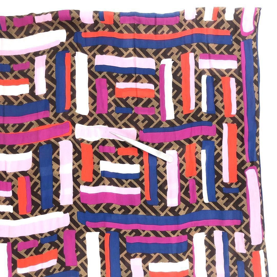 FENDI フェンディ／FF ズッカ柄 ストール／シルク／マルチカラー