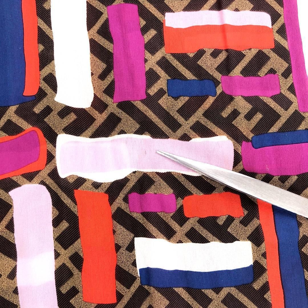 FENDI フェンディ／FF ズッカ柄 ストール／シルク／マルチカラー