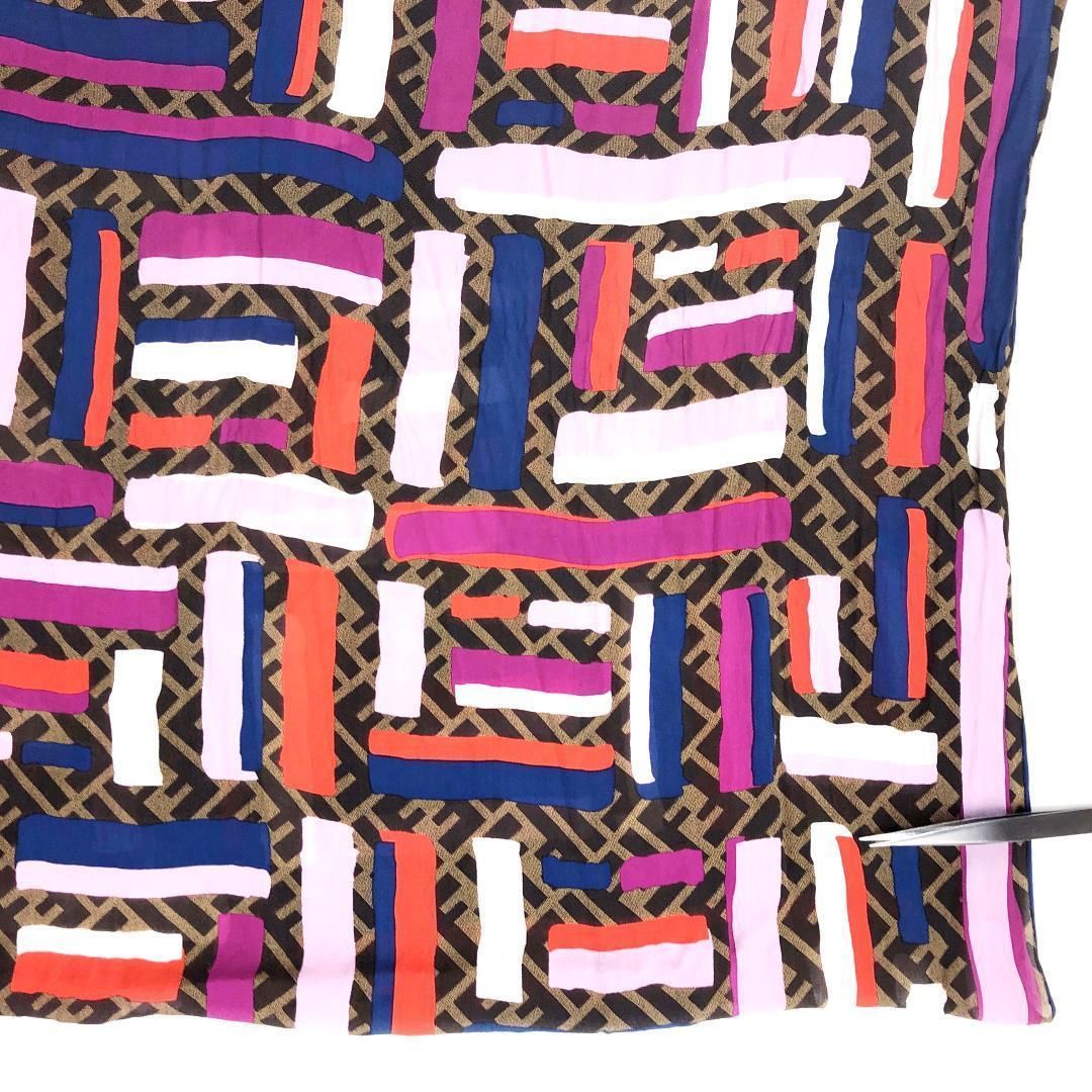 FENDI フェンディ／FF ズッカ柄 ストール／シルク／マルチカラー