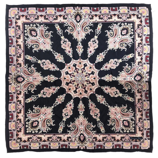 【美品】Christian Dior クリスチャンディオール／ペイズリー柄 スカーフ／シルク／ブラック・マルチカラー