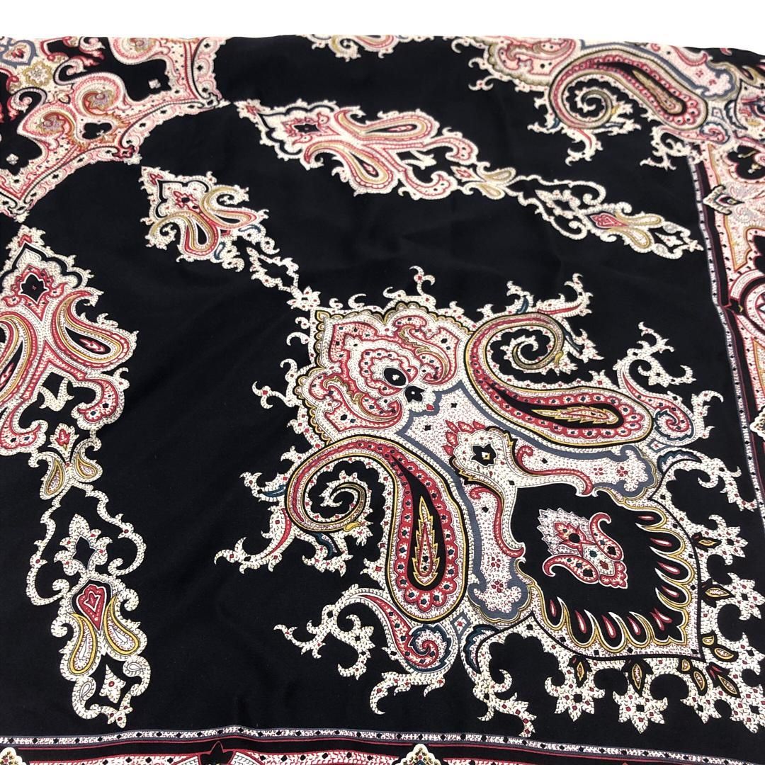 【美品】Christian Dior クリスチャンディオール／ペイズリー柄 スカーフ／シルク／ブラック・マルチカラー