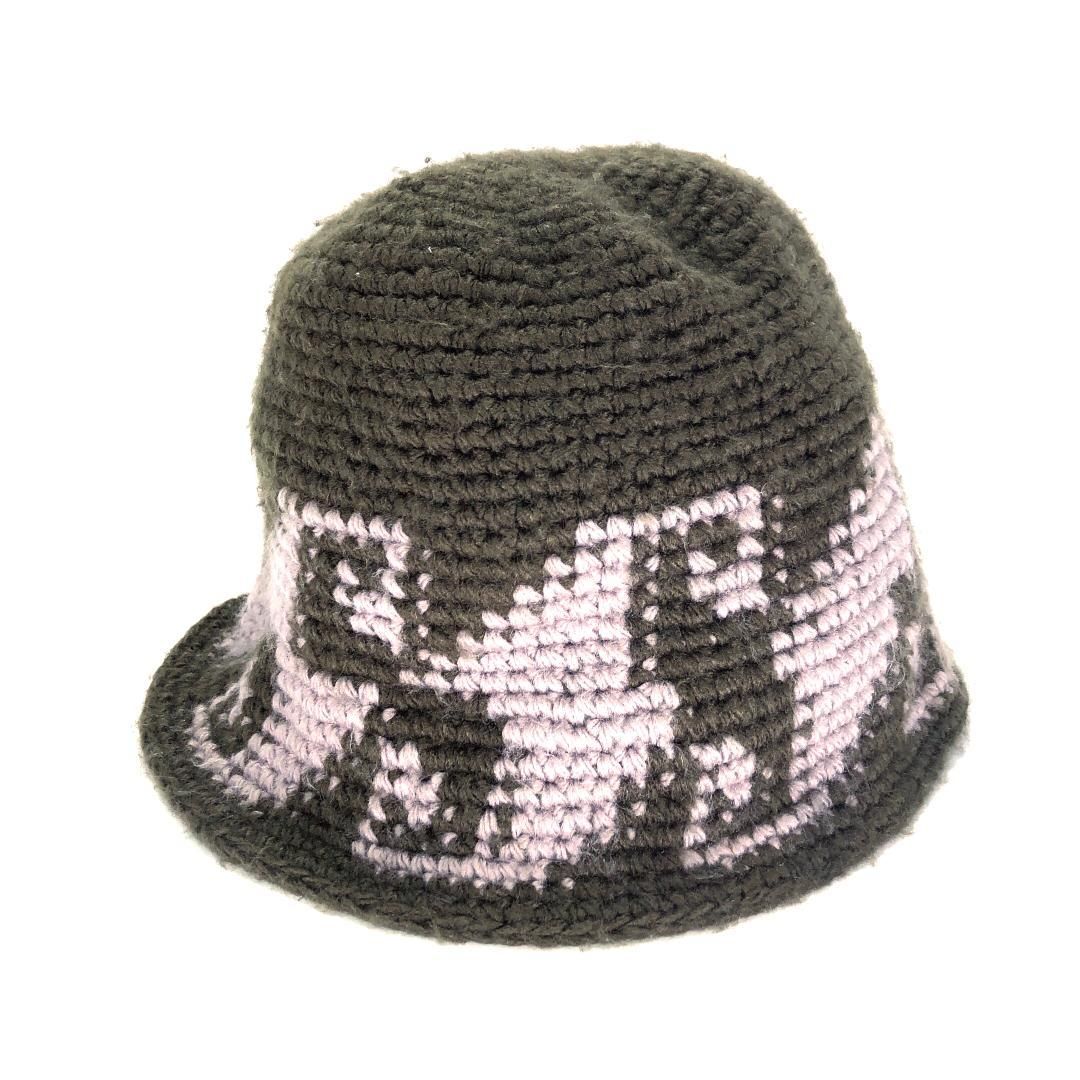 【美品】STUSSY ステューシー／WAVES ニット バケットハット／カーキ