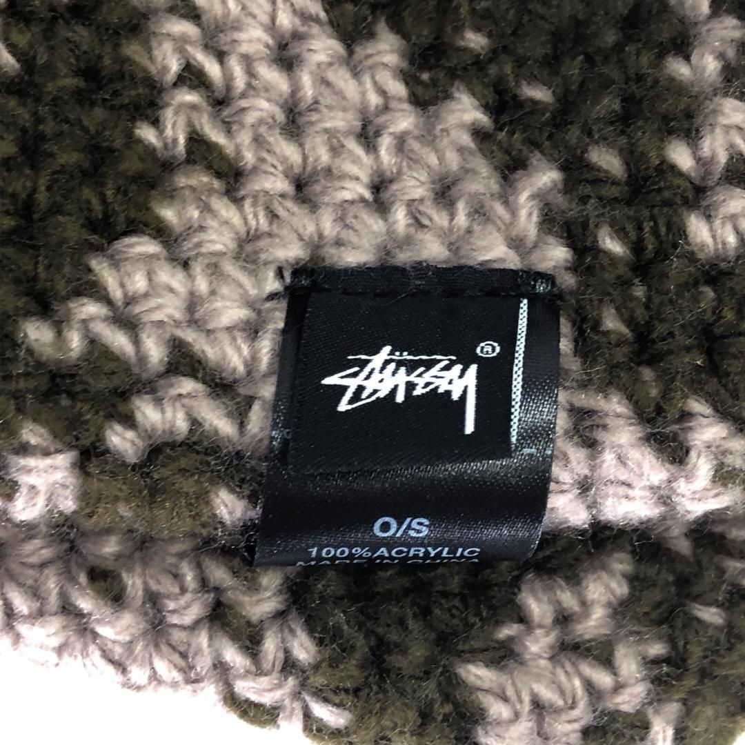 【美品】STUSSY ステューシー／WAVES ニット バケットハット／カーキ