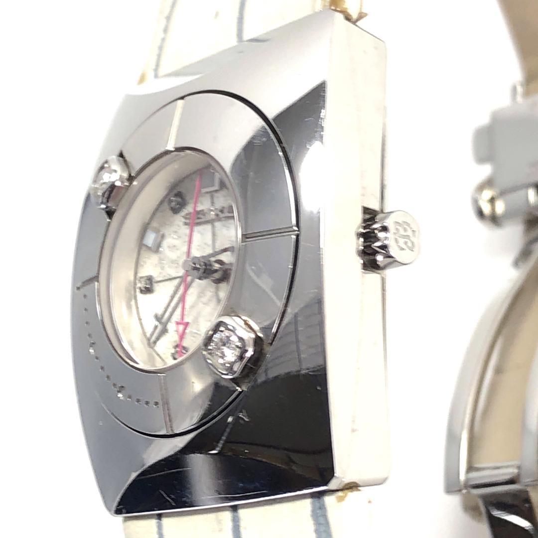 SEIKO セイコー／エム M 4J45-0AA0 2ポイントダイヤ／クォーツ／ステンレス・クロコダイル／ホワイト・シルバー