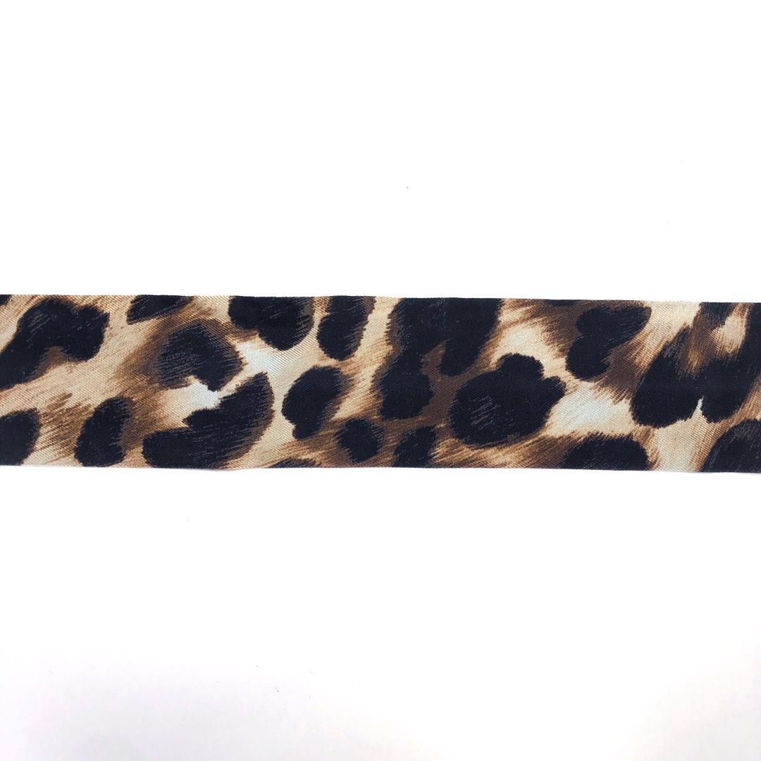 【美品】FENDI フェンディ／FF レオパード ヒョウ柄 ラッピー スカーフ／シルク／ベージュ・ブラック