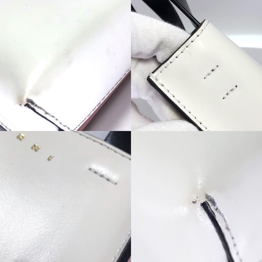 【美品】MARNI マルニ／ミュゼオ ナノ バイカラー 2way ショルダーバッグ／レザー／ホワイト・ピンク