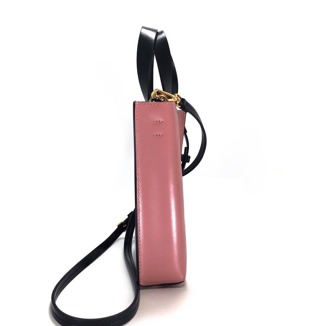 【美品】MARNI マルニ／ミュゼオ ナノ バイカラー 2way ショルダーバッグ／レザー／ホワイト・ピンク