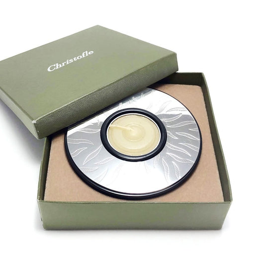 【美品】CHRISTOFLE クリストフル／キャンドルホルダー／シルバー・ブラック