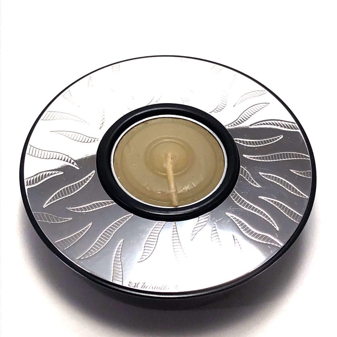 【美品】CHRISTOFLE クリストフル／キャンドルホルダー／シルバー・ブラック