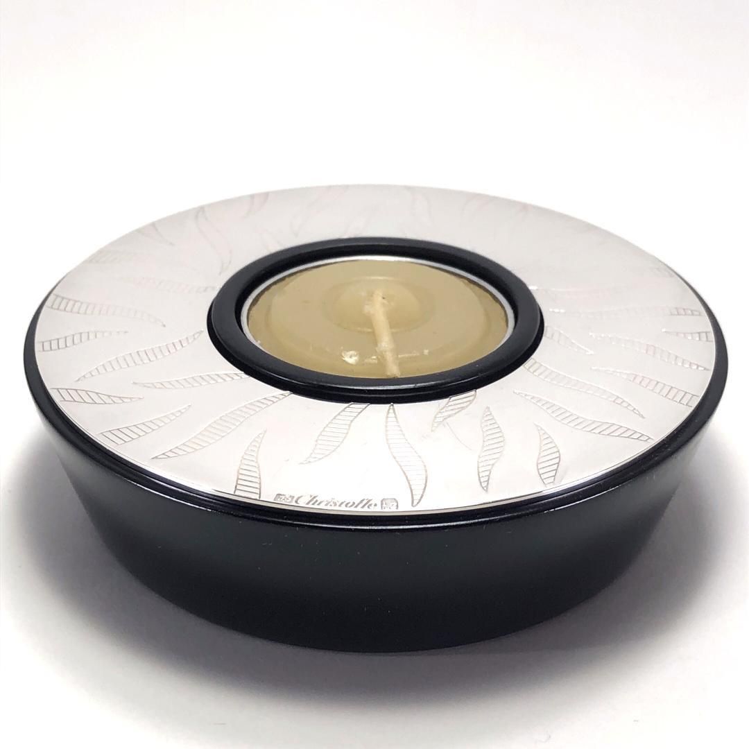 【美品】CHRISTOFLE クリストフル／キャンドルホルダー／シルバー・ブラック