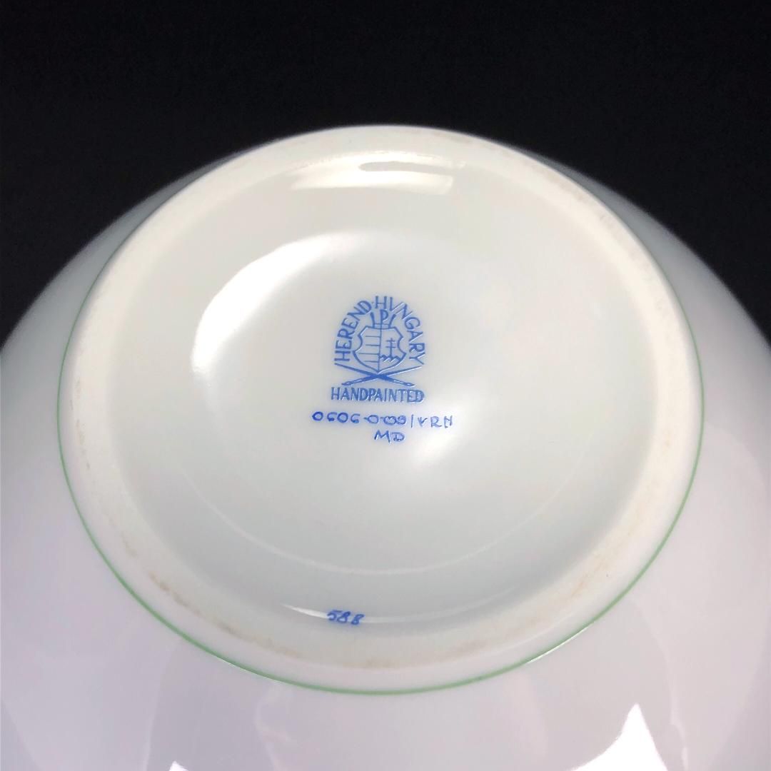 HEREND ヘレンド／ウィーンの薔薇 ティーポット＆ティーストレーナー＆ボウル 3点セット／花・フローラル／陶器／ホワイト・グリーン