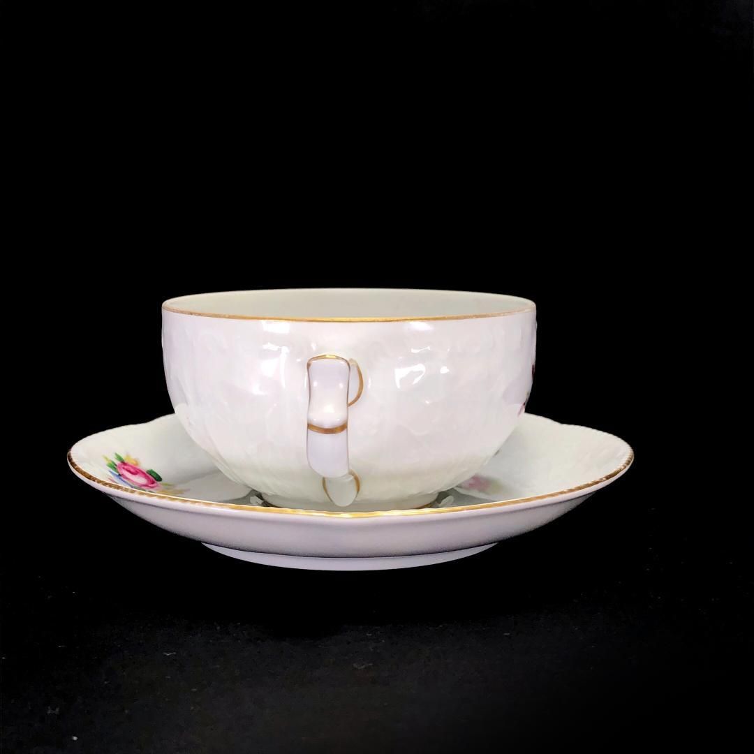 【美品】Rosenthal ローゼンタール／クラシックローズ 金彩 カップ＆ソーサー／陶器／花・フローラル／ホワイト