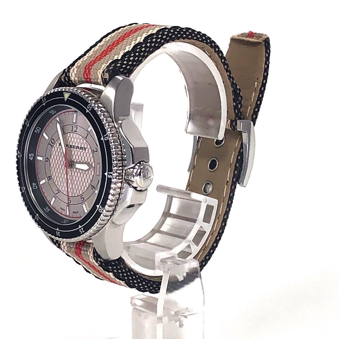 【美品】BURBERRY バーバリー／腕時計 デイト BU7609／クォーツ／ステンレス・キャンバス／シルバー・マルチカラー