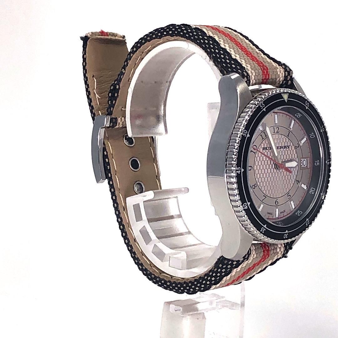 【美品】BURBERRY バーバリー／腕時計 デイト BU7609／クォーツ／ステンレス・キャンバス／シルバー・マルチカラー