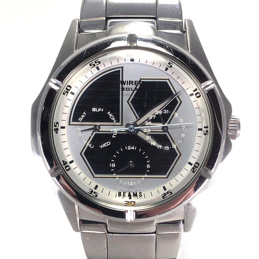 【美品・取説・箱付】SEIKO セイコー／ワイアード  ビームス コラボ  V14J-0AZ0／ソーラークォーツ／ステンレス／シルバー