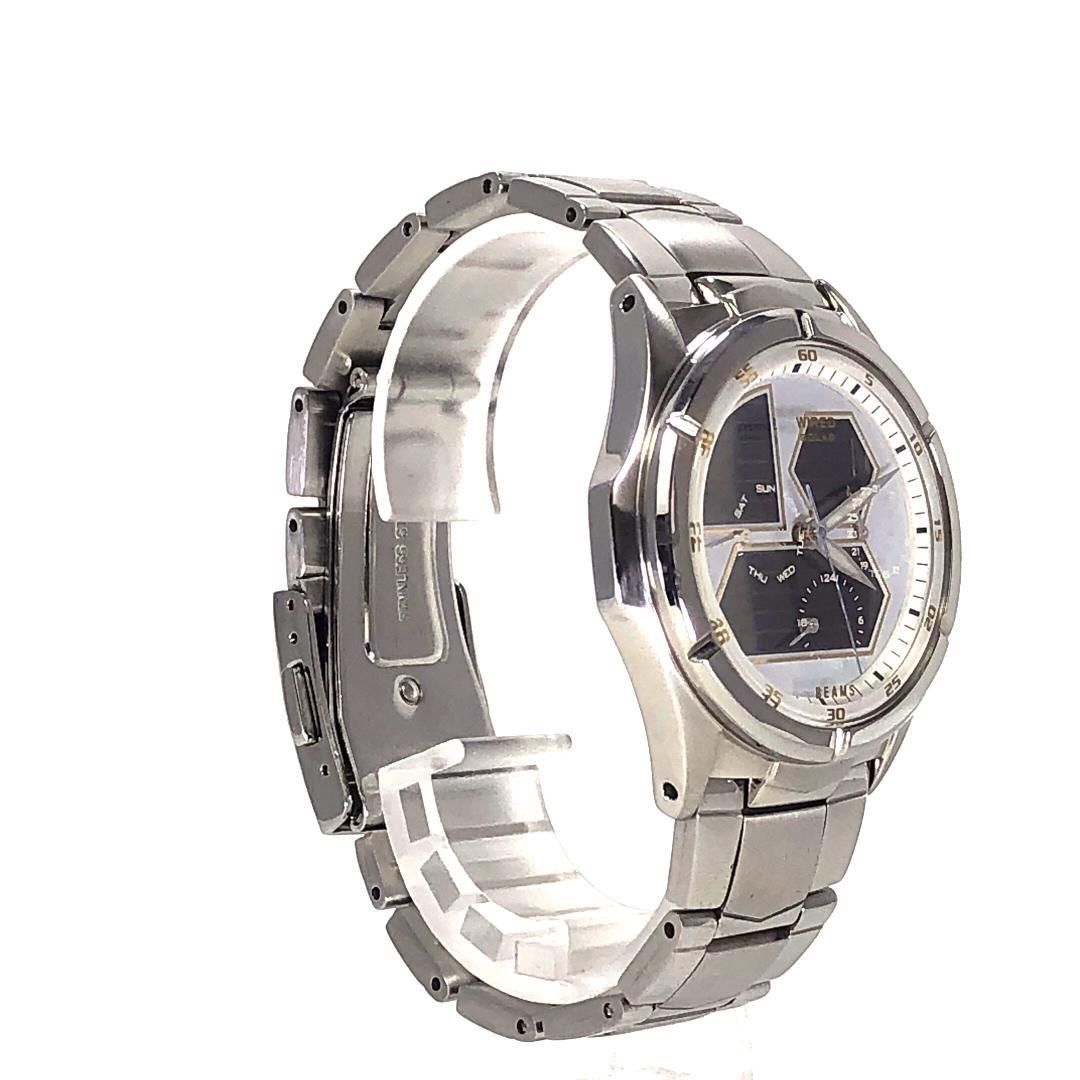 【美品・取説・箱付】SEIKO セイコー／ワイアード  ビームス コラボ  V14J-0AZ0／ソーラークォーツ／ステンレス／シルバー
