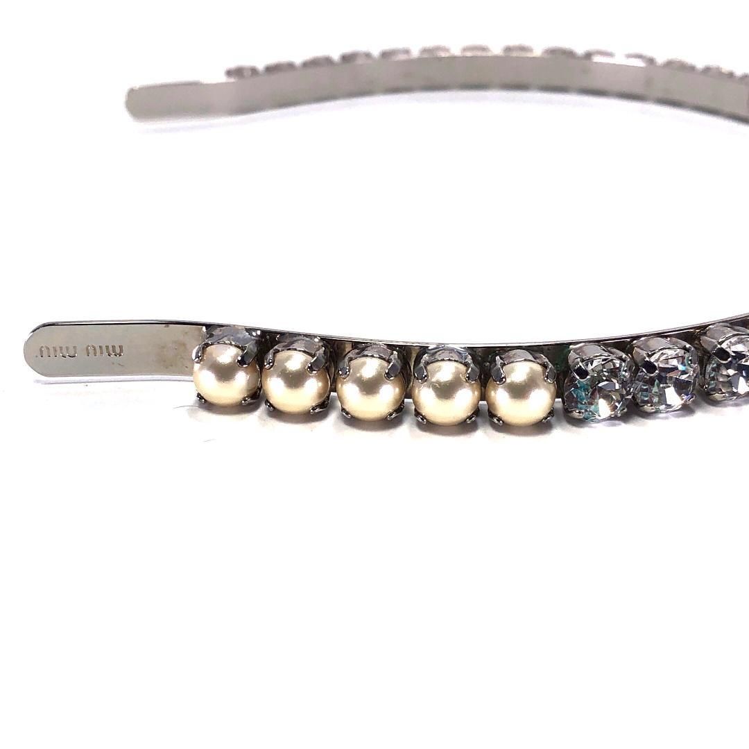 【美品】MIU MIU ミュウミュウ／カチューシャ 5JH004 2ARA／クリスタル ビジュー／シルバー・クリア