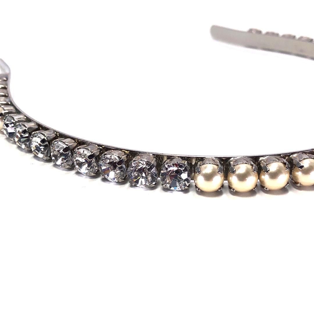 【美品】MIU MIU ミュウミュウ／カチューシャ 5JH004 2ARA／クリスタル ビジュー／シルバー・クリア