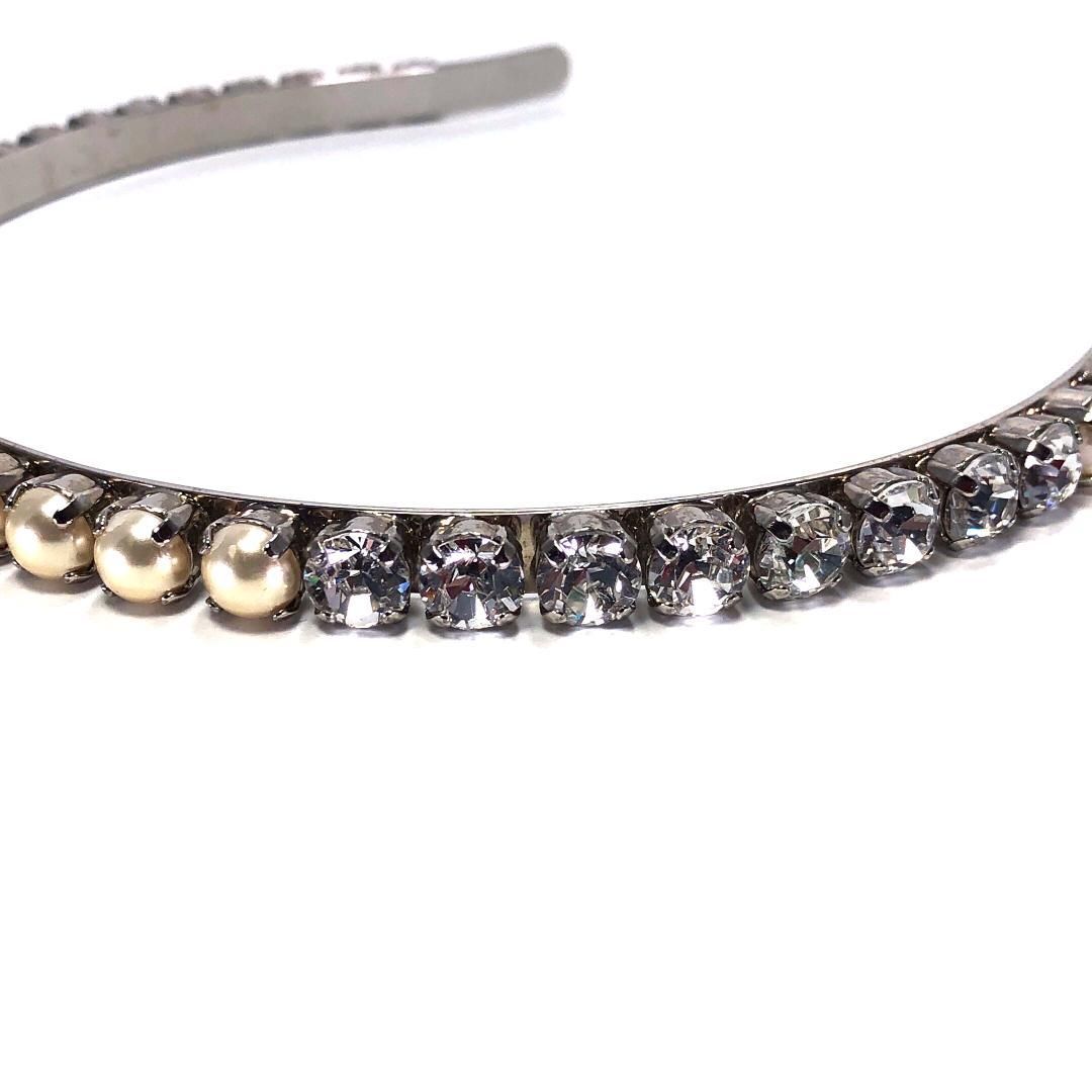 【美品】MIU MIU ミュウミュウ／カチューシャ 5JH004 2ARA／クリスタル ビジュー／シルバー・クリア