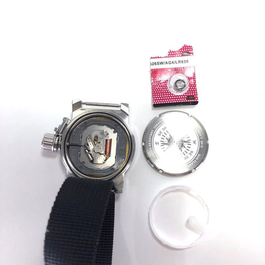 【美品・電池交換済み】SEALANE シーレーン／ミリタリー デイト SE38-NRBK／クォーツ／ステンレス・キャンバス／シルバー・ブラック