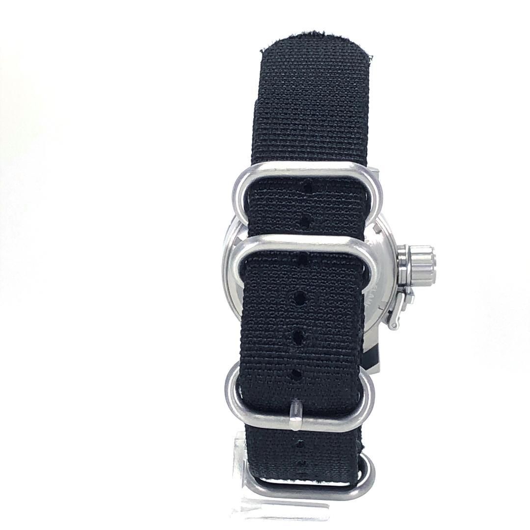 【美品・電池交換済み】SEALANE シーレーン／ミリタリー デイト SE38-NRBK／クォーツ／ステンレス・キャンバス／シルバー・ブラック