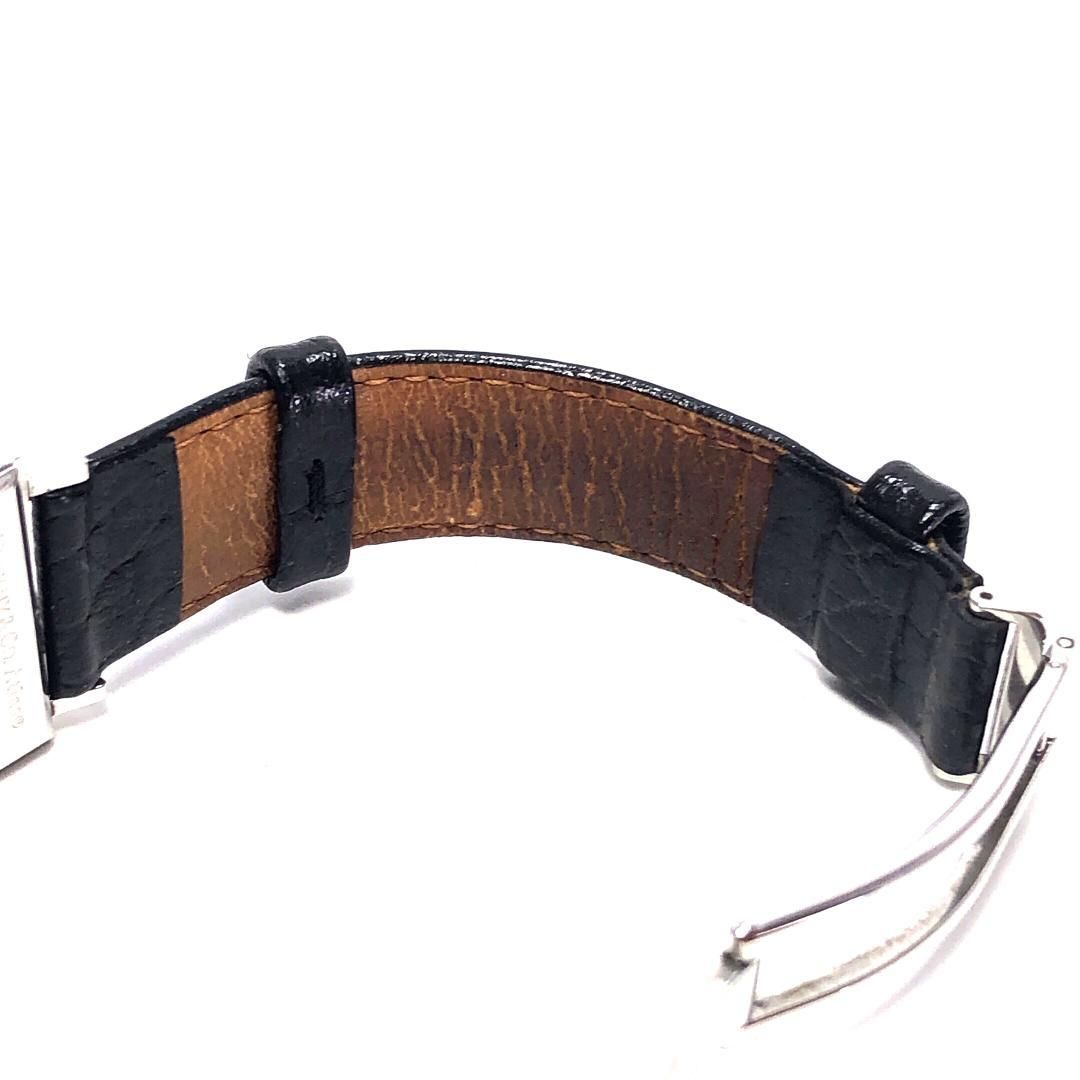 【美品・電池交換済み・ケース付き】Tiffany ティファニー／アトラス スクエア／クォーツ／ステンレス・レザー／シルバー・ブラック