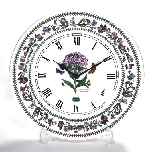 【美品】Portmeirion ポートメリオン／バリエーション ボタニカル ウォールクロック 掛け時計／クォーツ／陶器／ホワイト