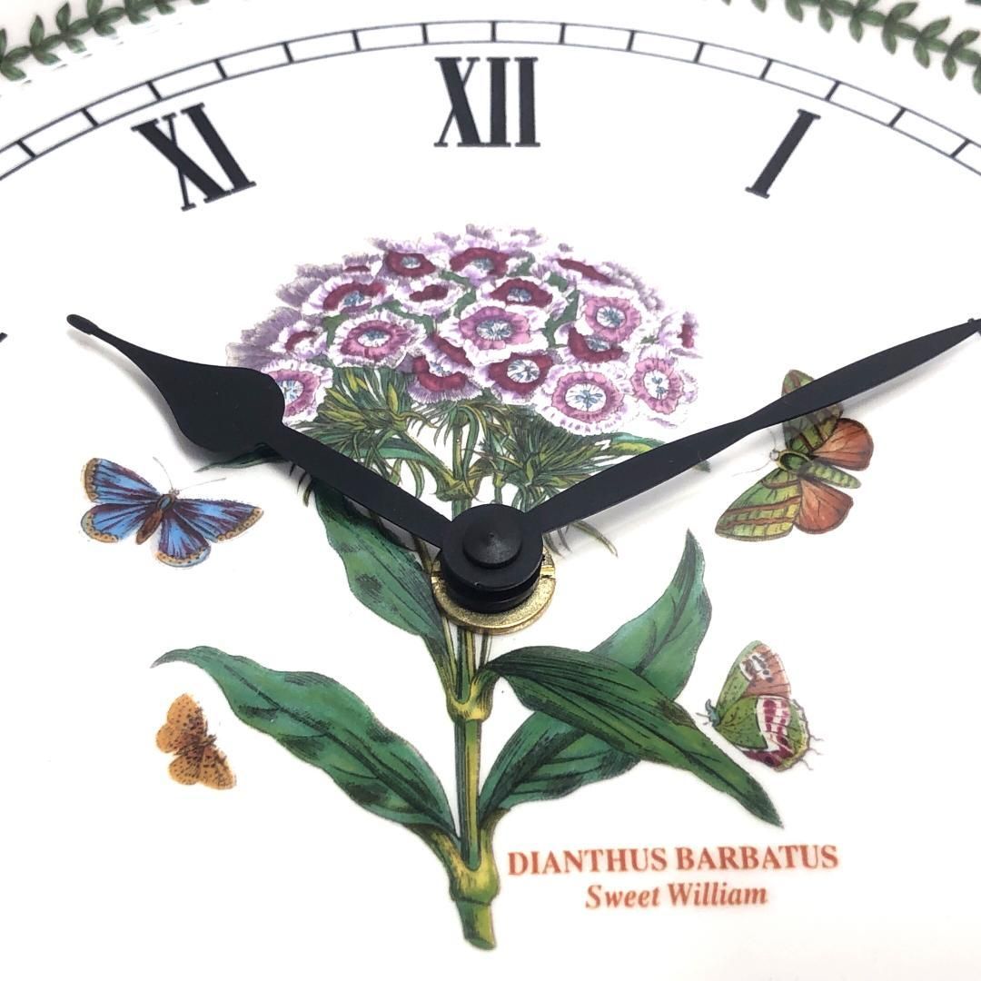 【美品】Portmeirion ポートメリオン／バリエーション ボタニカル ウォールクロック 掛け時計／クォーツ／陶器／ホワイト