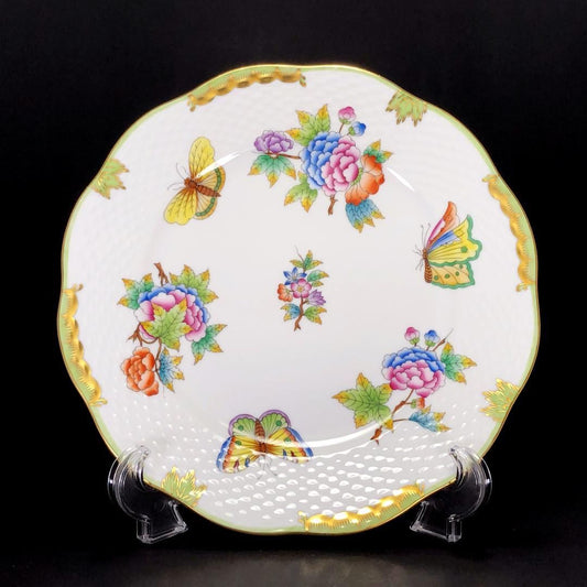【美品】HEREND ヘレンド／ヴィクトリアブーケ プレート 皿／金彩／花・蝶・フローラル／ホワイト・マルチカラー
