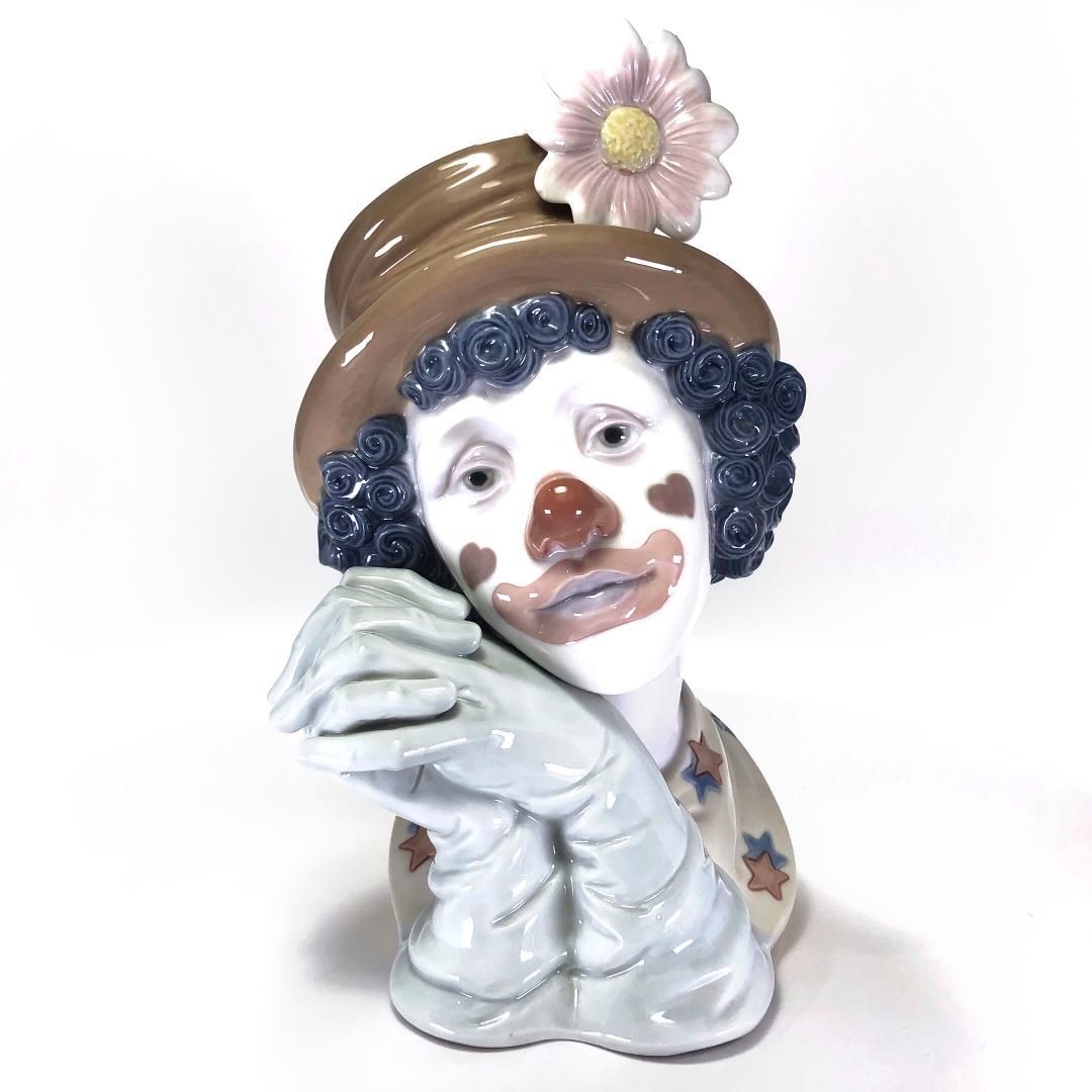 【美品】LLADRO リヤドロ／5542／メランコリー ピエロ ヘッド／陶器／マルチカラー