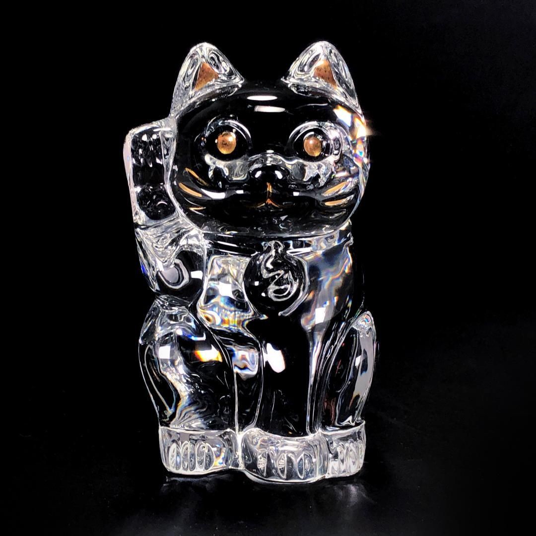 【箱付き】Baccarat バカラ／招き猫 クリスタル フィギュリン／クリスタルグラス／クリア／クリア・ゴールド／BC399